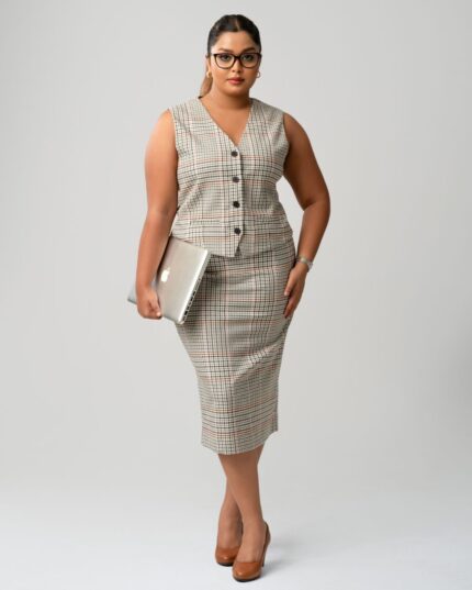 Checked Fitted Skirt